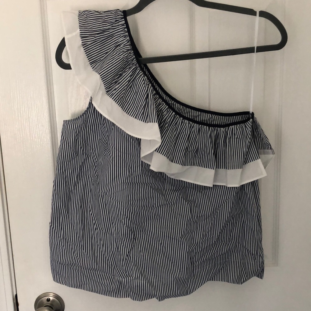 J crew one shoulder ruffle top